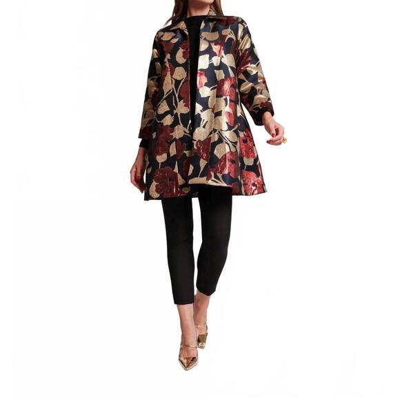 NEW FRANCES VALENTINE cornelia swing coat in floral floating jacquard - Picture 5 of 7